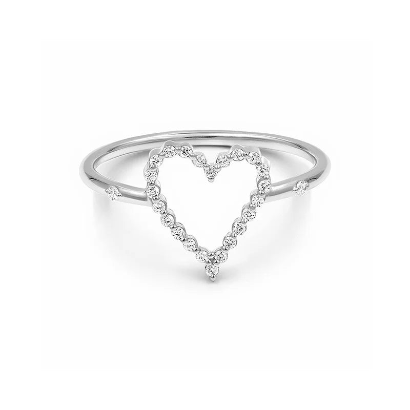 Hollow Heart-shaped Zircon Ring DS4801