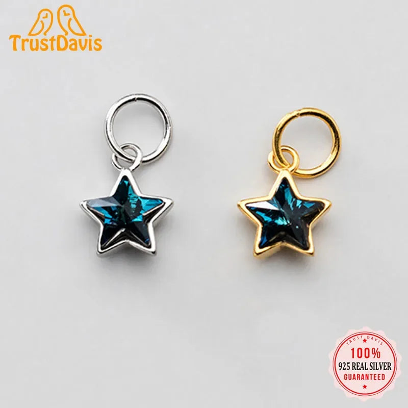Star Blue Shiny CZ Charm Pendant  DZ298