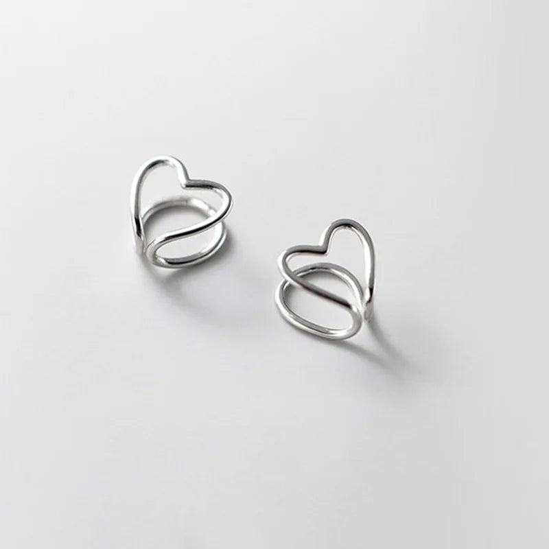 Heart-shaped Silver Clips Earrings DS4867