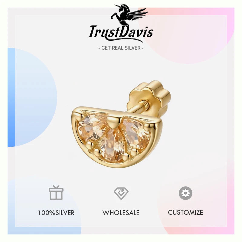 Single Fruit Zircon Screw Earrings for Women Daily Wear Jewelry Gift DS4977