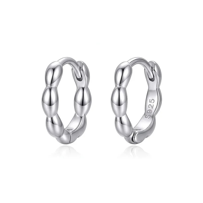 Silver Bead Hoop Earrings DS5027