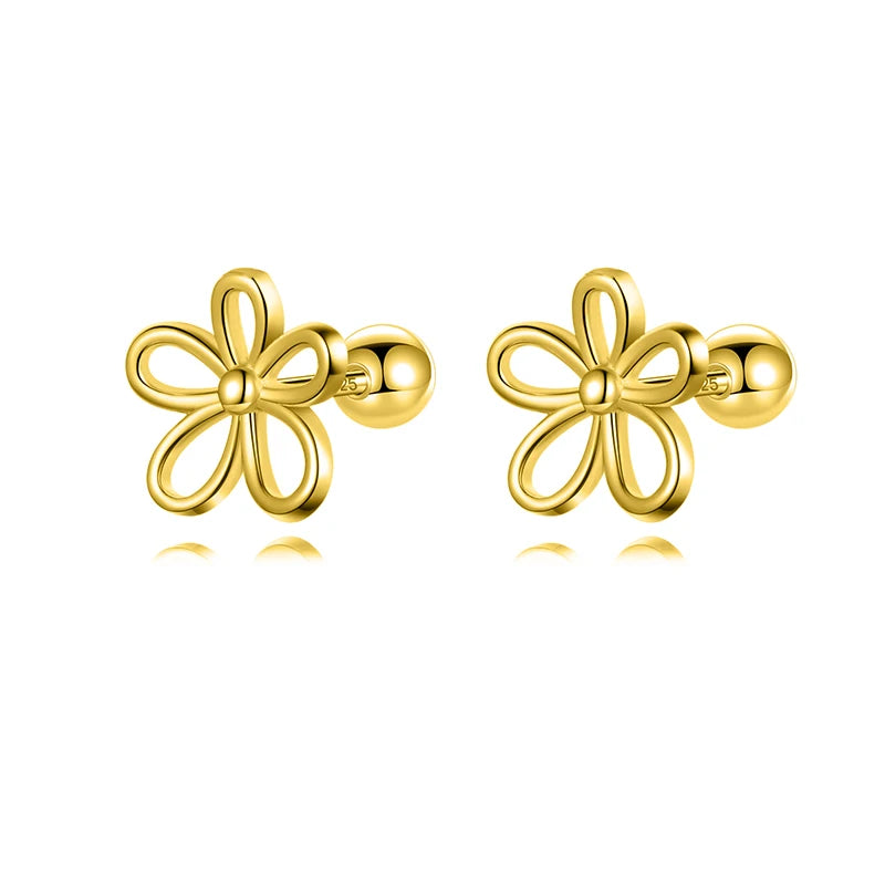 Minimally Hollowed Out Flower Hoop Earring DS4123