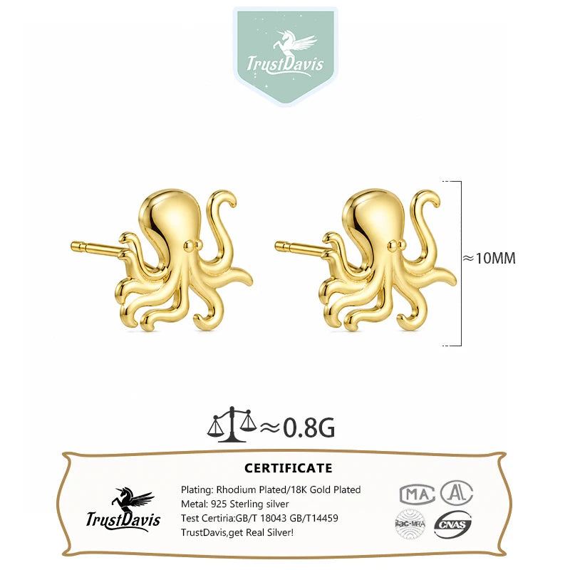 Animal Octopus Stud Earrings for Women Daily Wear Jewelry Gift DS4983