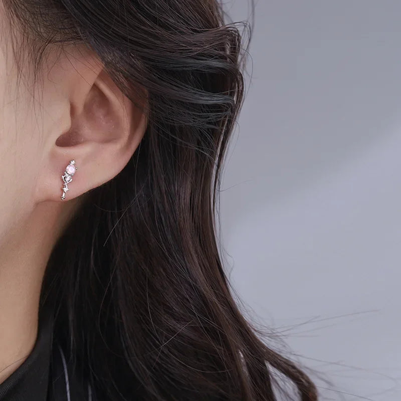 Pattern Moon Heart Stud Earrings DS3873