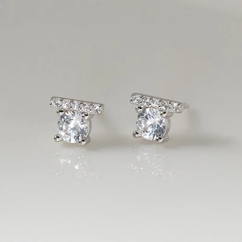 Fashion and Luxury Round Zircon Stud Earrings DS4937