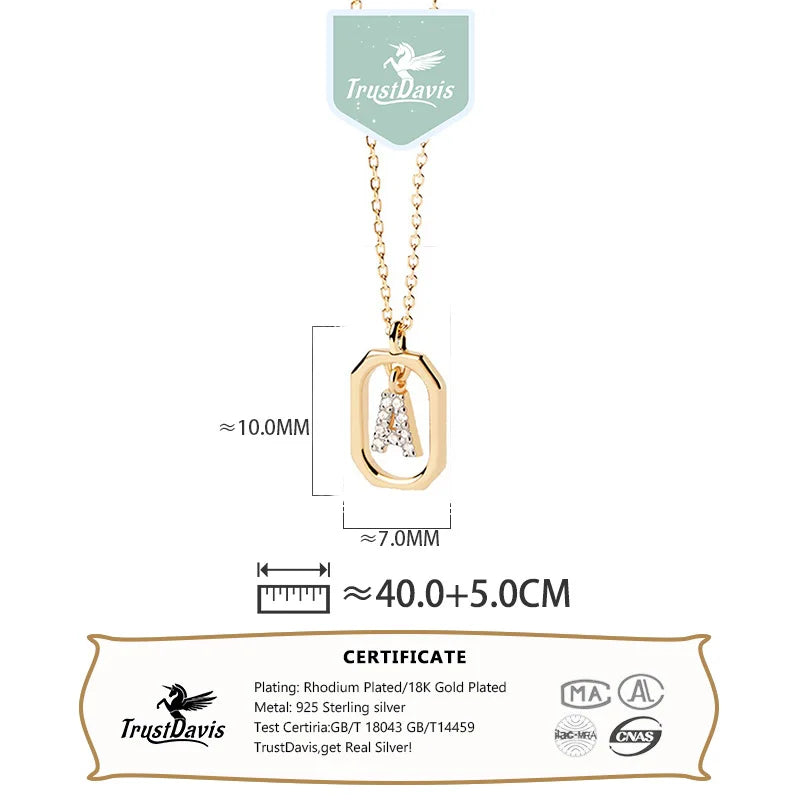 Square Hollow 26 Letter Necklace DS4772