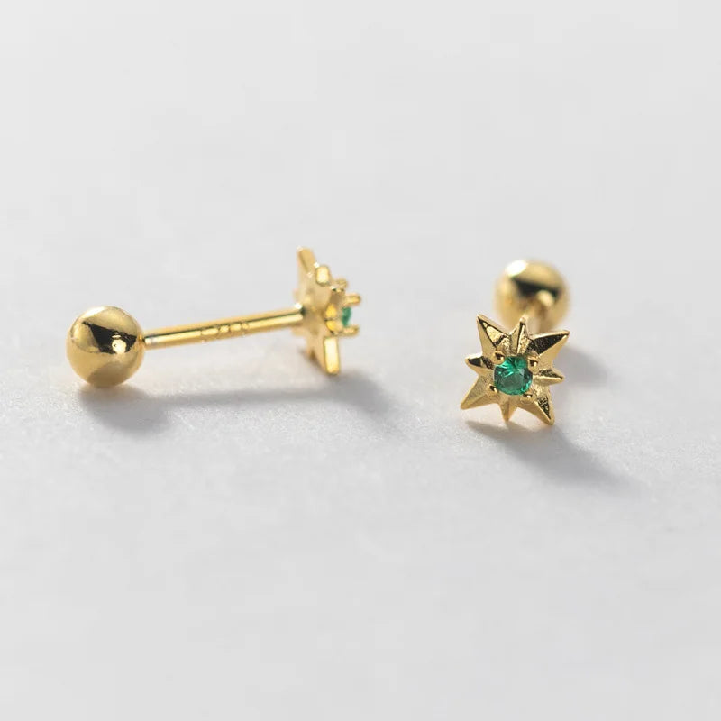 TrustDavis Real 925 Sterling Silver Tiny Star Screw Stud Earrings for Women Wedding Party Fine Dazzling CZ S925 Jewelry DS3674