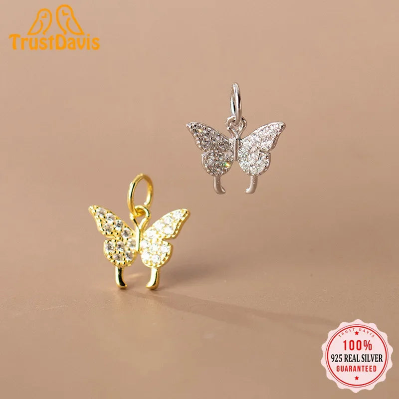 Butterfly Zircon Charm Pendant Handmade DIY Accessories Fine Jewelry HY301