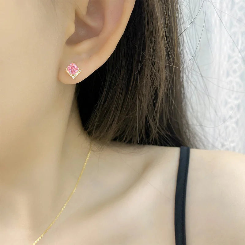 Square Zircon Stud Earrings DS4761