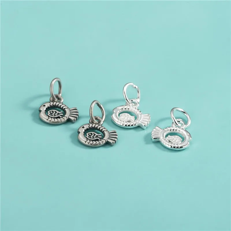 TrustDavis 925 Sterling Silver Fashion Classic Cute Little Fish Pendant DIY Necklace Bracelet Accessories Fine Jewelry DZ1842