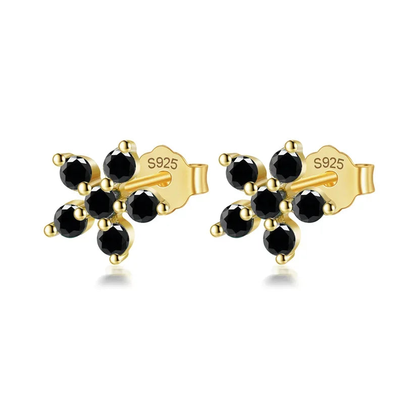 TrustDavis Real 925 Sterling Silver Fashion Flower Colour CZ Stud Earrings For Women Daughter Girls Birthday Gift Jewelry DF247
