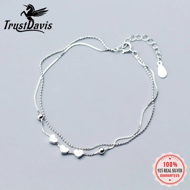 Fashion Double Layer Heart Beads Bracelet DS741