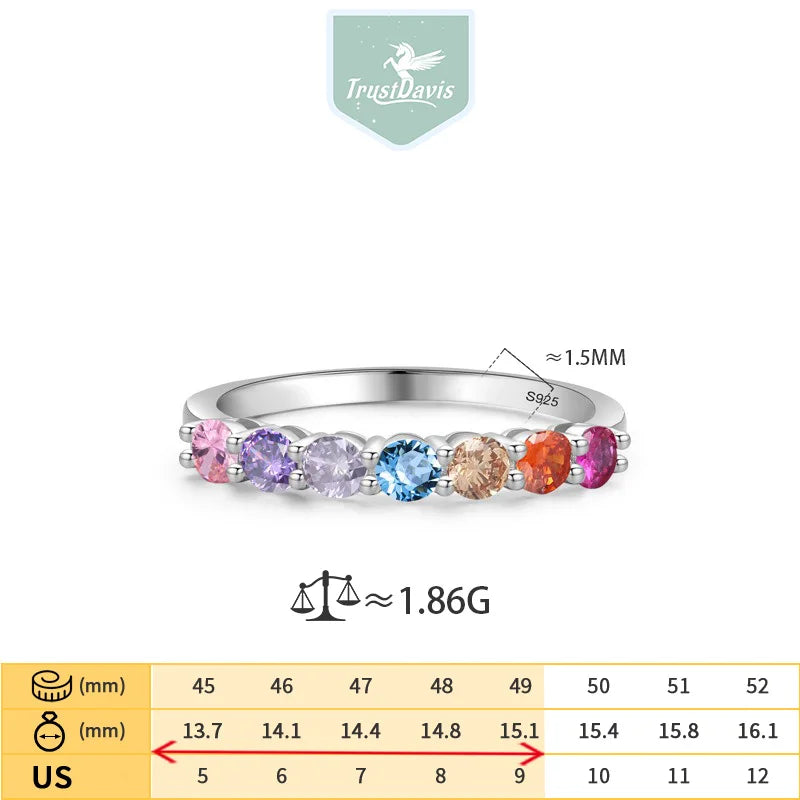 TrustDavis Plata de Ley 925 auténtica anillo de moda y banda Simple para mujer anillo redondo de circonia cúbica para mujer joyería de regalo DS4229