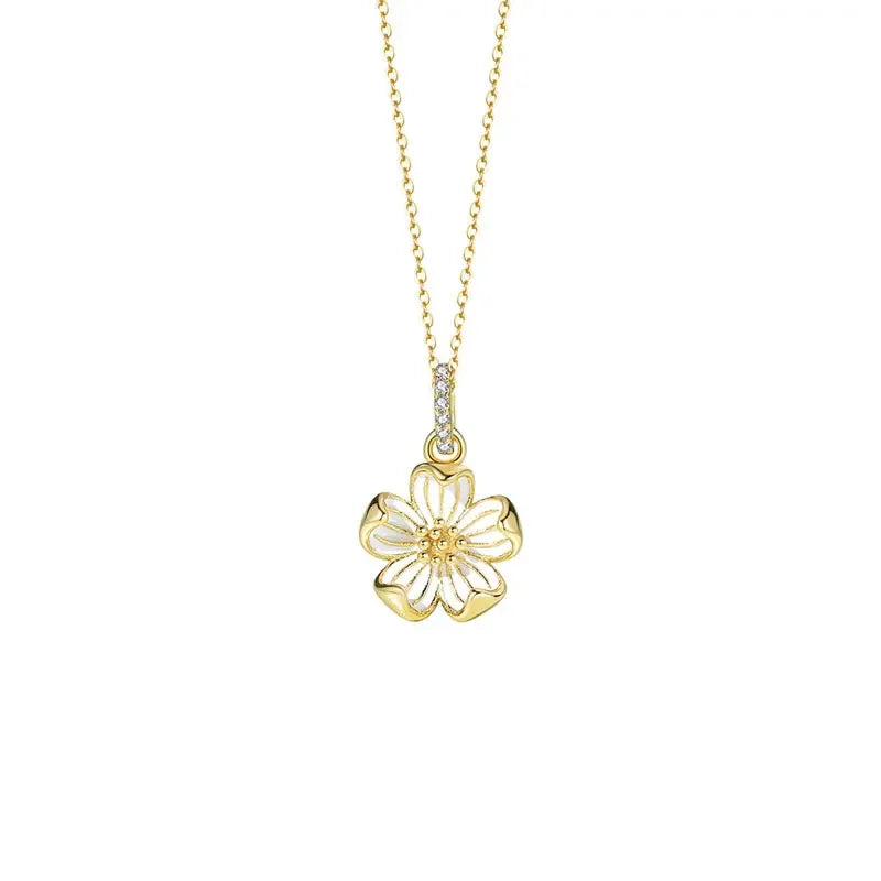 TrustDavis Real 925 Sterling Silver Daisy Flower Necklaces Bracelet Stud Earring For Daughter Girls Birthday Gift Jewelry LB090
