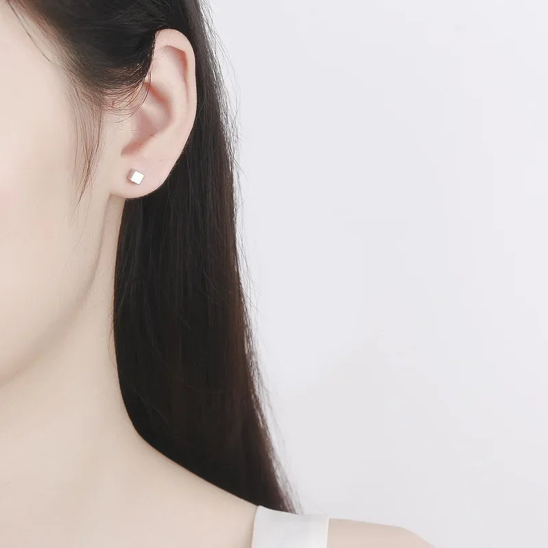 Square Bead Screw Stud Earrings DA2838