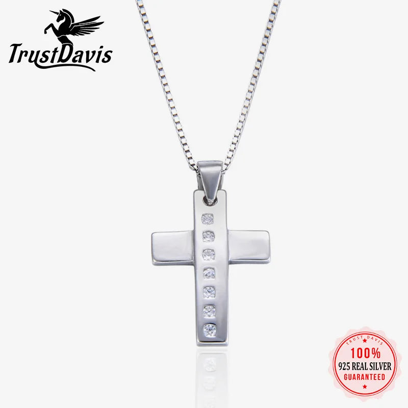 TrustDavis Real 925 Sterling Silver Plane cross Pendant Handmade DIY Necklace Accessories Fine Jewelry Birthday Gift  DZ1671