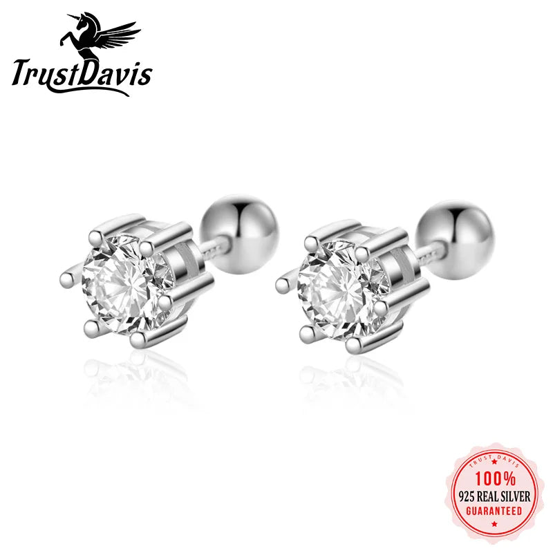 Six Claw Zircon CZ Screw Stud Earrings  DS3472