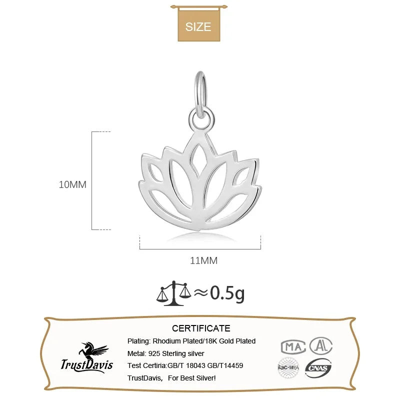 Hollow Out Lotus Charm Pendant DIY Accessories Jewelry DZ138