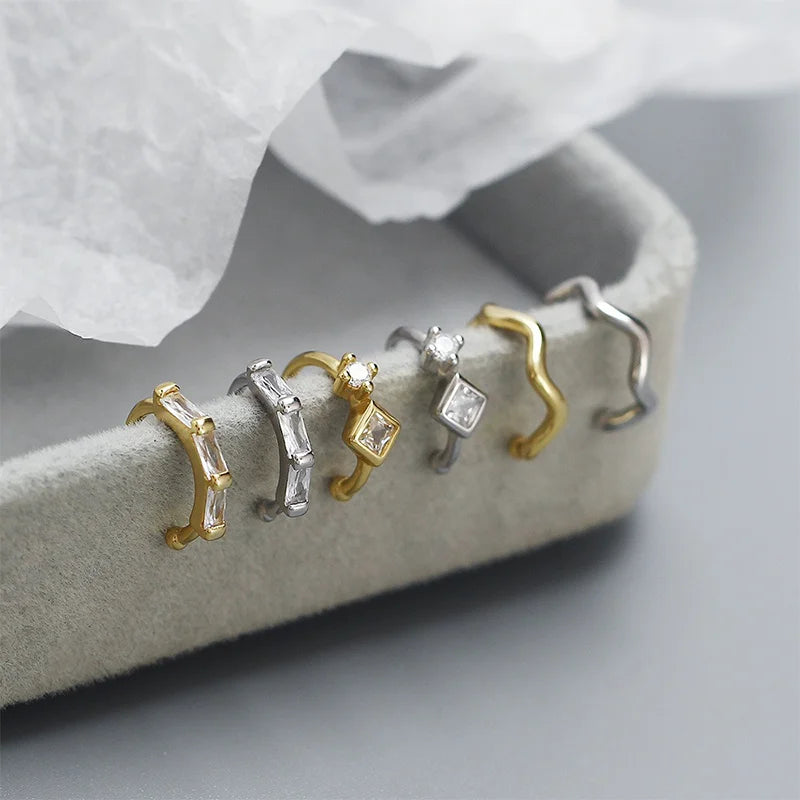 Irregularly Curved Zircon Ear Clips DS4802