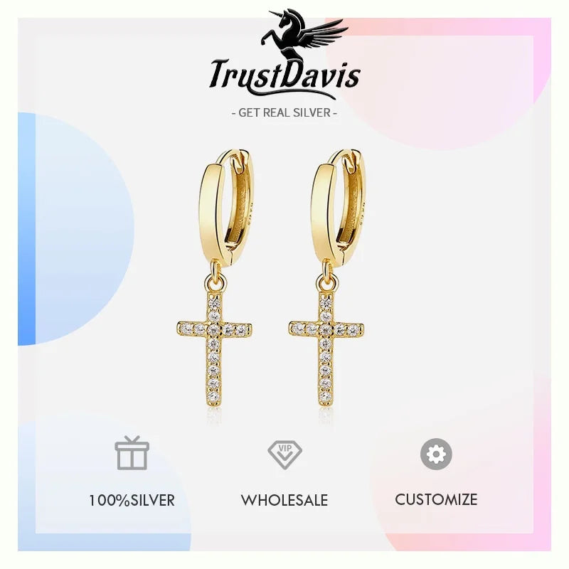 Cross Zircon Hoop Earrings DS5022
