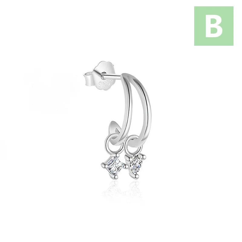 Star Moon Zircon Single Clips Earrings  DS4749