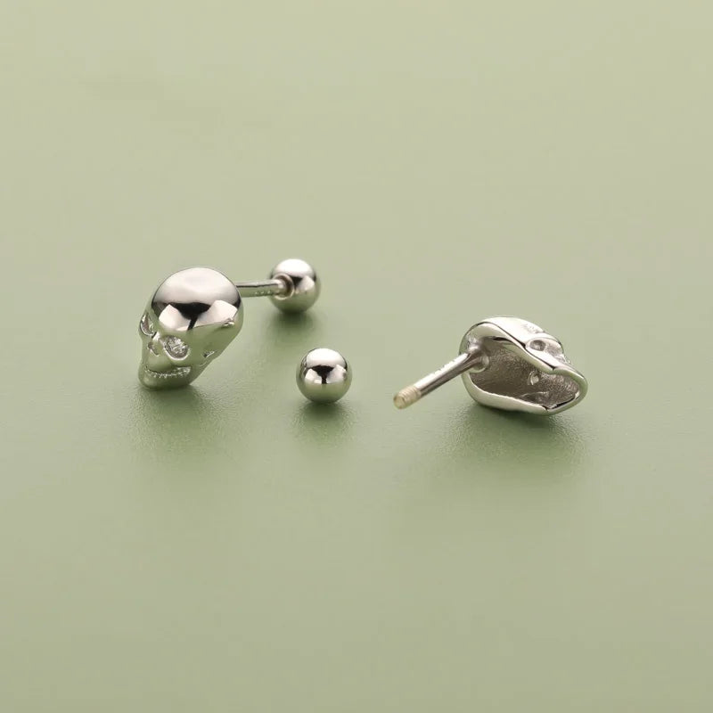 Gold SKull Head Skeleton Screw Earrings DA3188