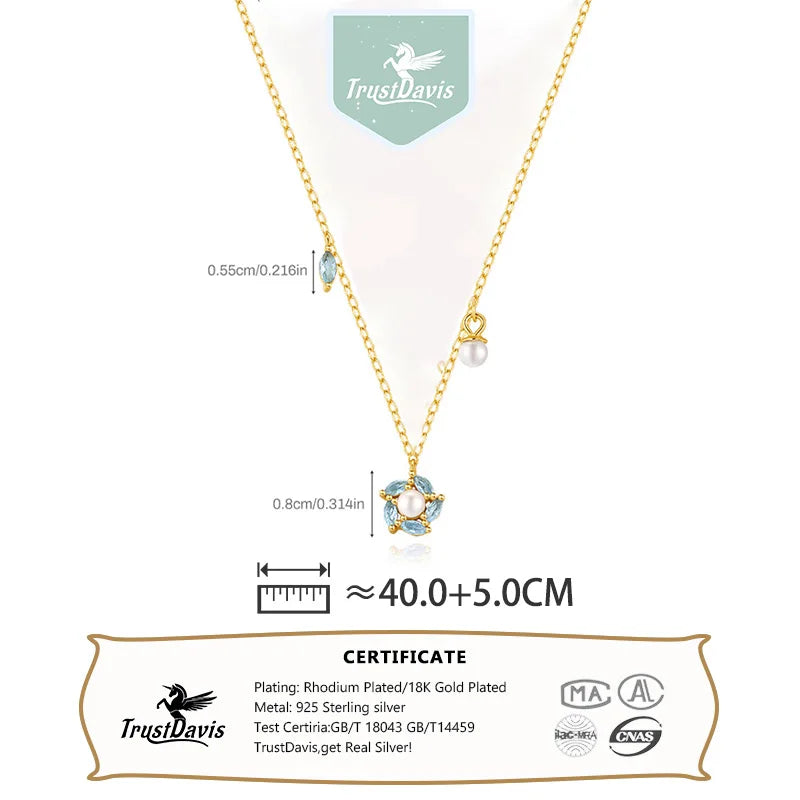 TrustDavis Real 925 Sterling Silver Fashion Simple Heart-shaped Hollow Zircon Necklacefor Women Girls Gift Fine Jewelry DS4705