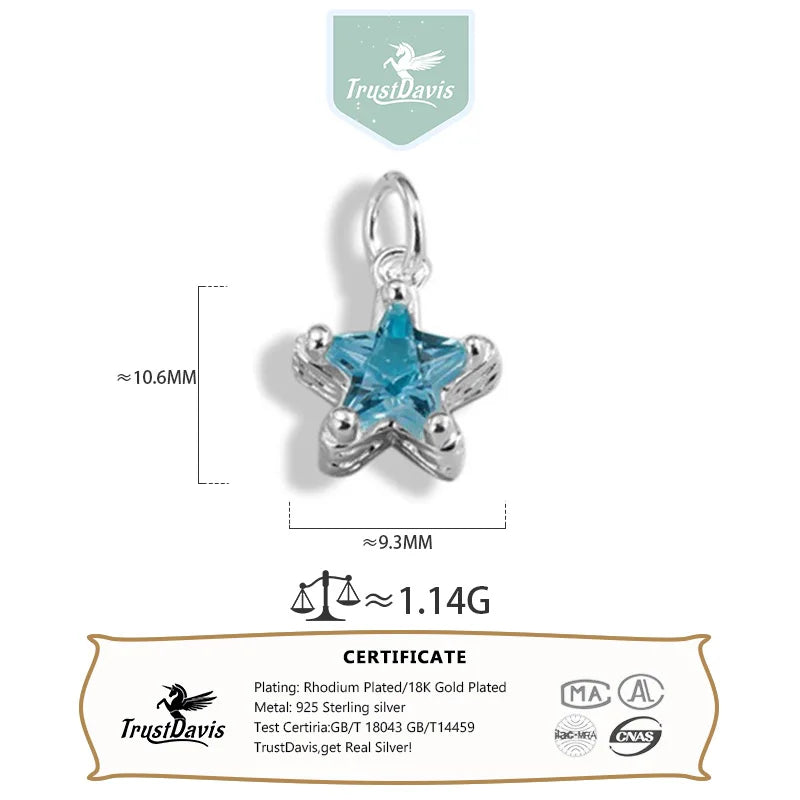 Fashion Shiny Diamond Blue Star Charm Pendant DZ1785