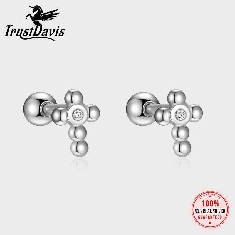 Cross Zircon Screw Earrings DS4896