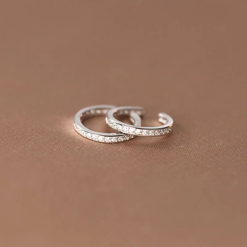 TrustDavis Genuine 925 Sterling Silver Sweet Dazzling CZ Ear Cuff Clip Earring For Women Piercing Earing Jewelry Gift DE0082
