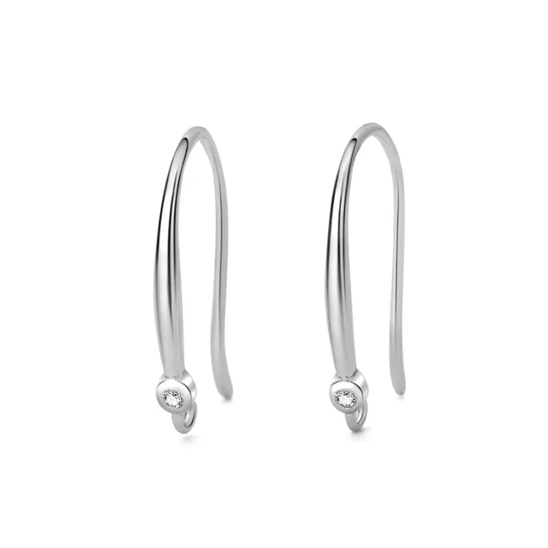 TrustDavis Real 925 Sterling Silver Fashion Dazzling CZ Opening Handmade Ear Hook Earring DIY Accessories Fine Jewelry HY365