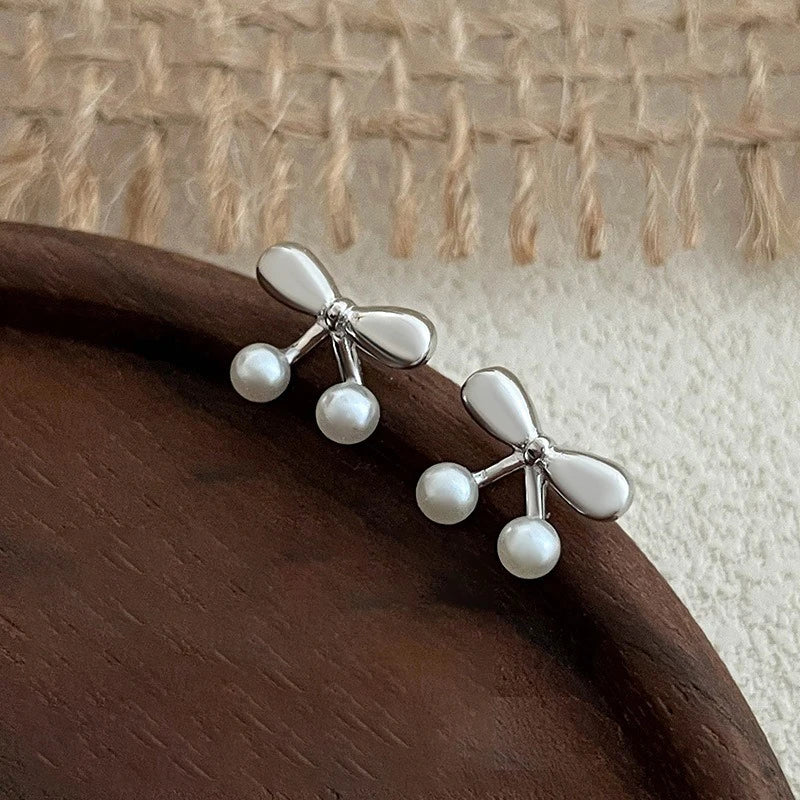 TrustDavis 925 Sterling Silver Women's Pearl Earrings Fashion Sweet Cherry Pearl Earrings for Women Girls Jewelry Gift DS4377