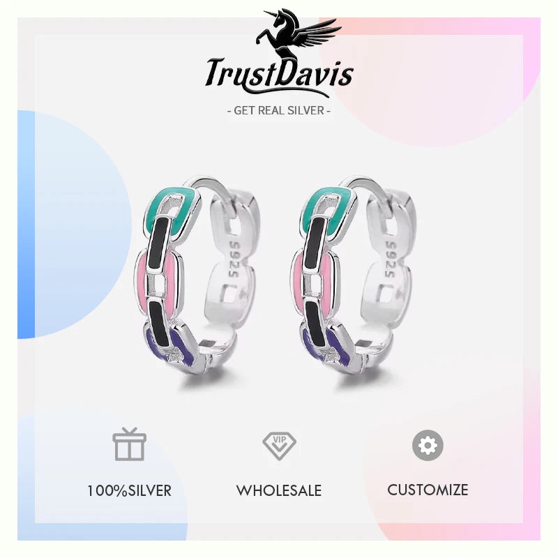 TrustDavis Fashion Retro 925 Sterling Silver  Unique Design Geometry Charm for Women Engagement Anniversary Fine Jewelry DS4010