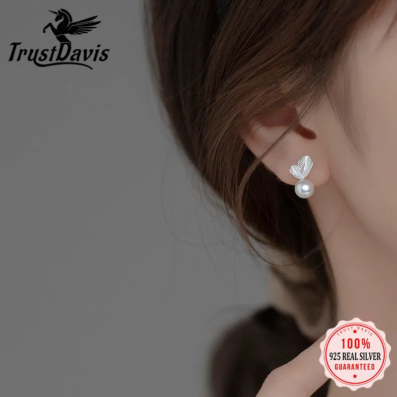 Leaf Pearl Stud Earrings  DS4755