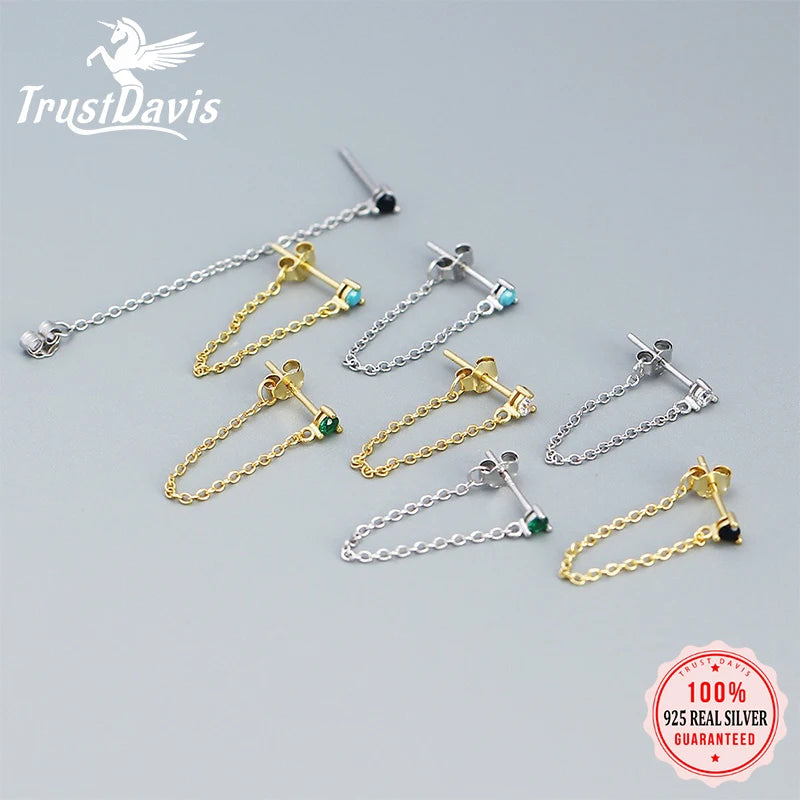 Fashion Multi-colored Cubic Zirconia Line Earrings DS4769