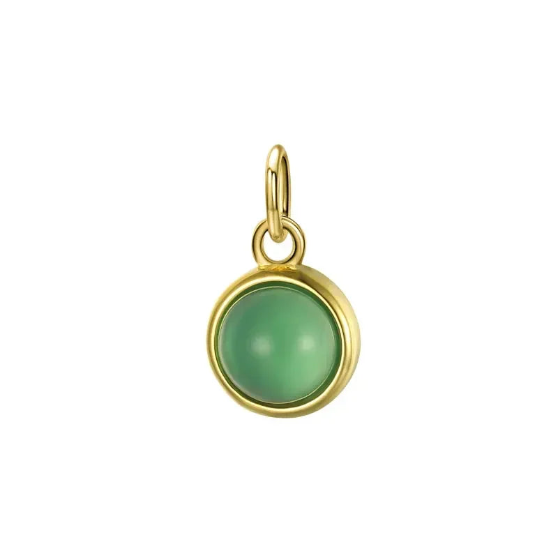 Round Green Chalcedony Charm Pendant Handmade DIY Accessories HY321