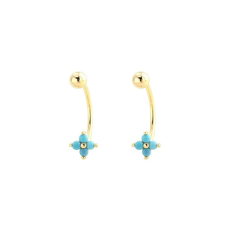 Four Leaf Clover Earring Multicolor Cubic Zircon Screw Earrings DS5006