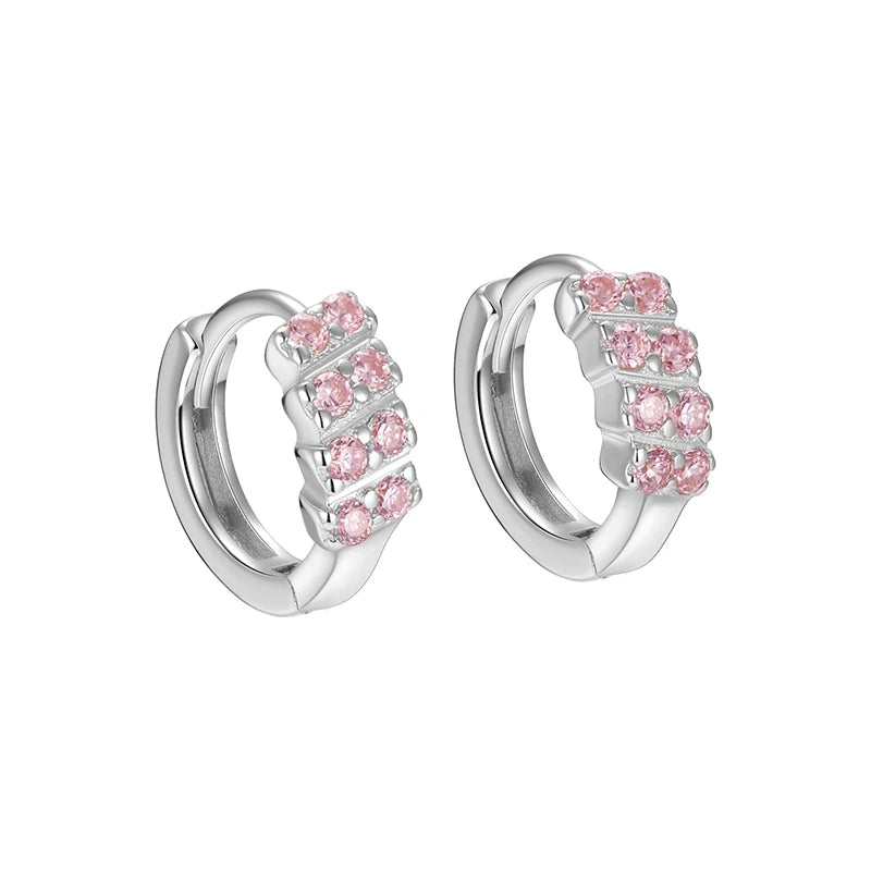 TrustDavis Real 925 Sterling Silver Women's Fashion Colorful Zircon Circle Earrings for Women Girls Gift Fine Jewelry DS4670