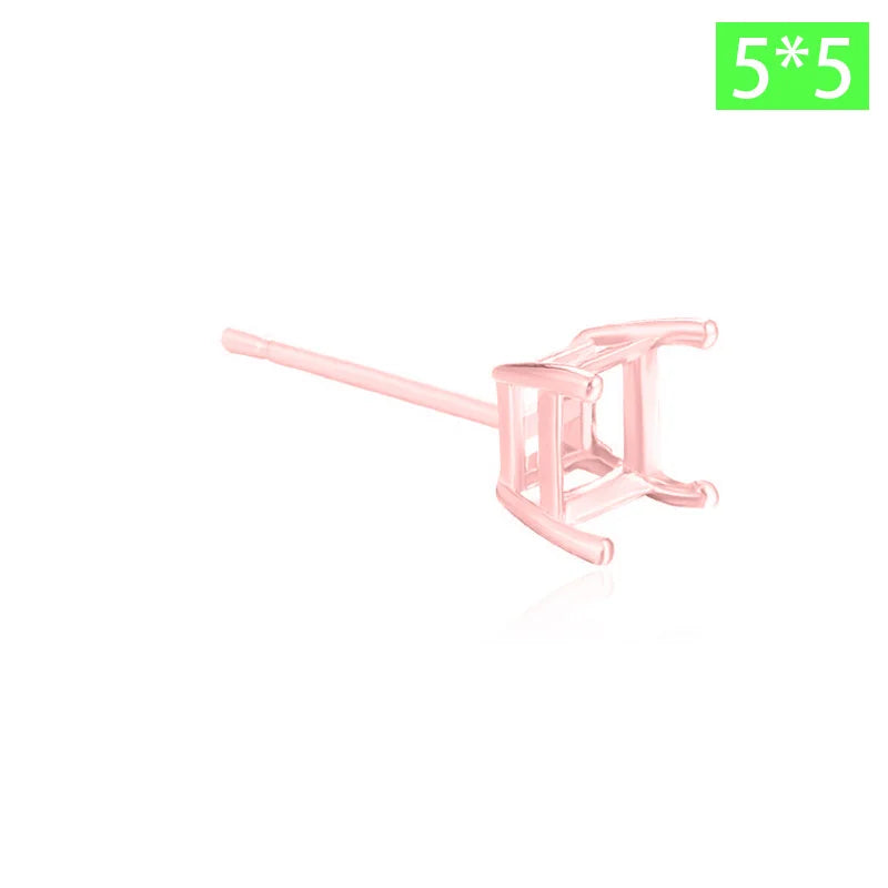 TrustDavis Real 925 Sterling Silver fashion Four clawed square earring ear rest Handmade DIY Accessories Wholesale DZ1761