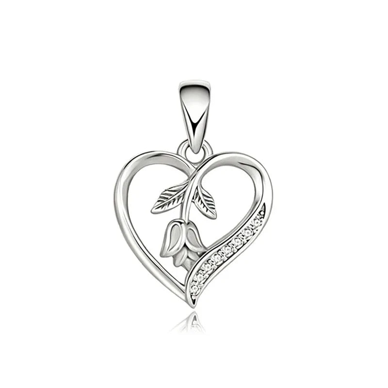 Heart Flowers Silver Pendant DZ1903