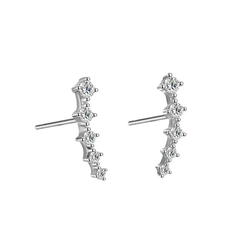 Fashion Unique Curved Colored Zircon Stud Earrings for Women DS4971