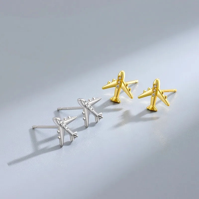 Fashion and Unique Zircon Airplane Earrings for Women DS4972