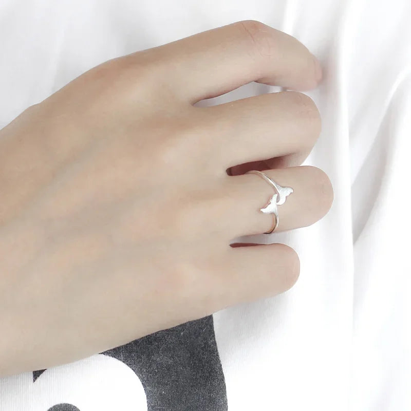 Trustdavis 100% 925 Sterling Silver Sweet Double Mermaid Tail Adjustable Rings For Women Wedding Party S925 Ring Jewelry DS586