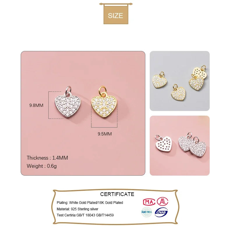 Heart Charm Pendant Handmade DIY Accessories DZ35