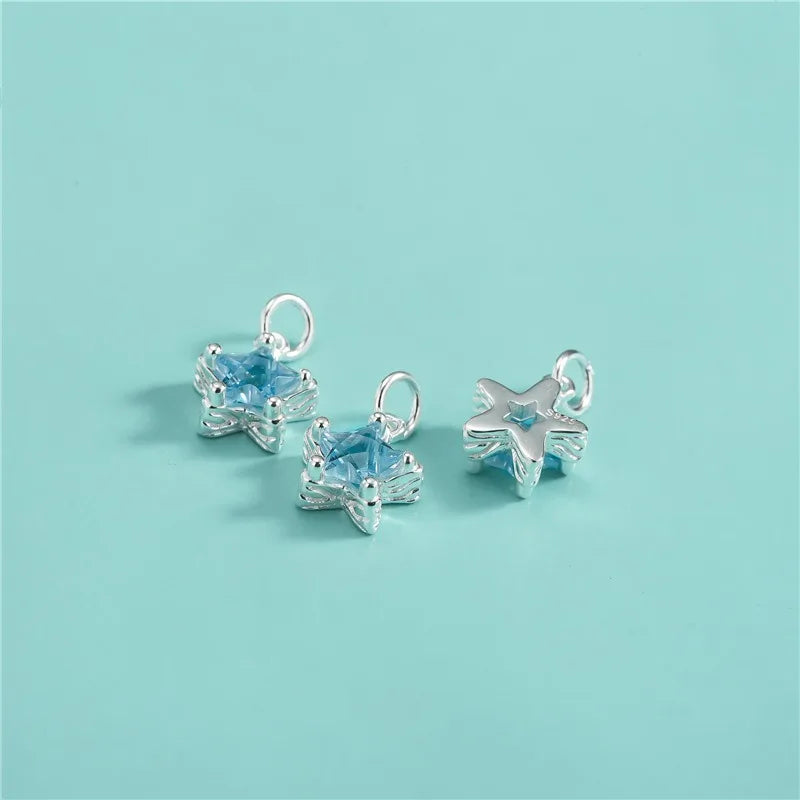 Fashion Shiny Diamond Blue Star Charm Pendant DZ1785