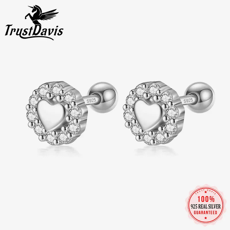 Romantic Heart Screw Stud Earrings DG0022