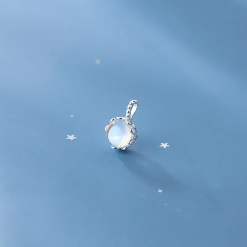 TrustDavis Real 925 Sterling Silver Charm Round Flower Moonstone Pendant Handmade DIY Necklace Accessories 925 Jewelry HY759