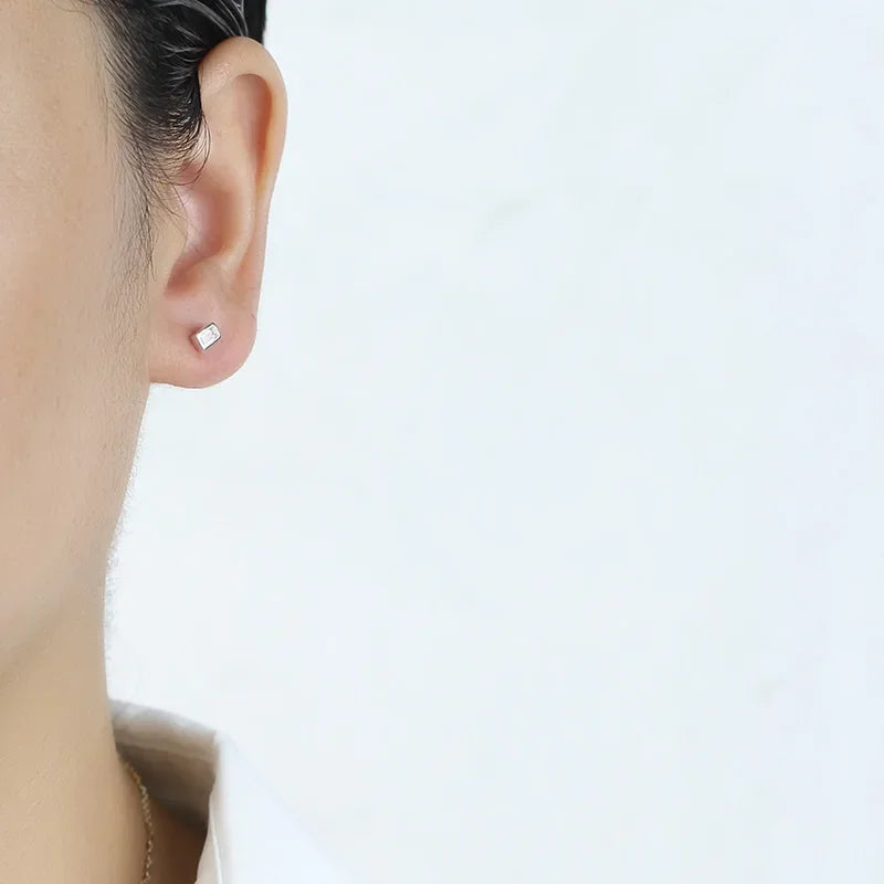 Geometric Square CZ Screw Stud Earring DB1144