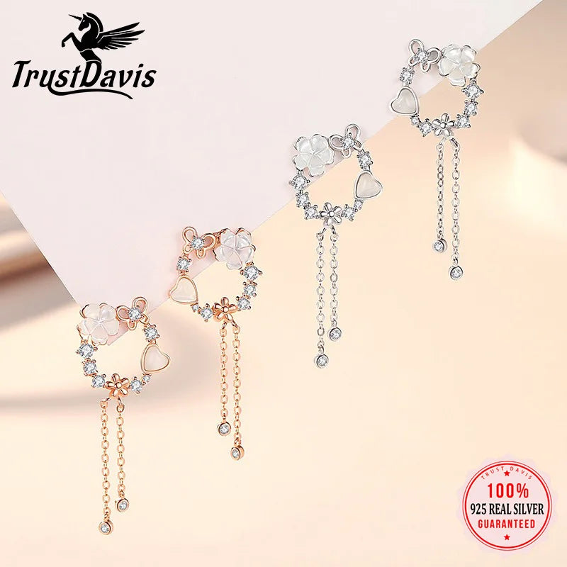 Flower Butterfly Heart Earrings Necklace Set DS4277