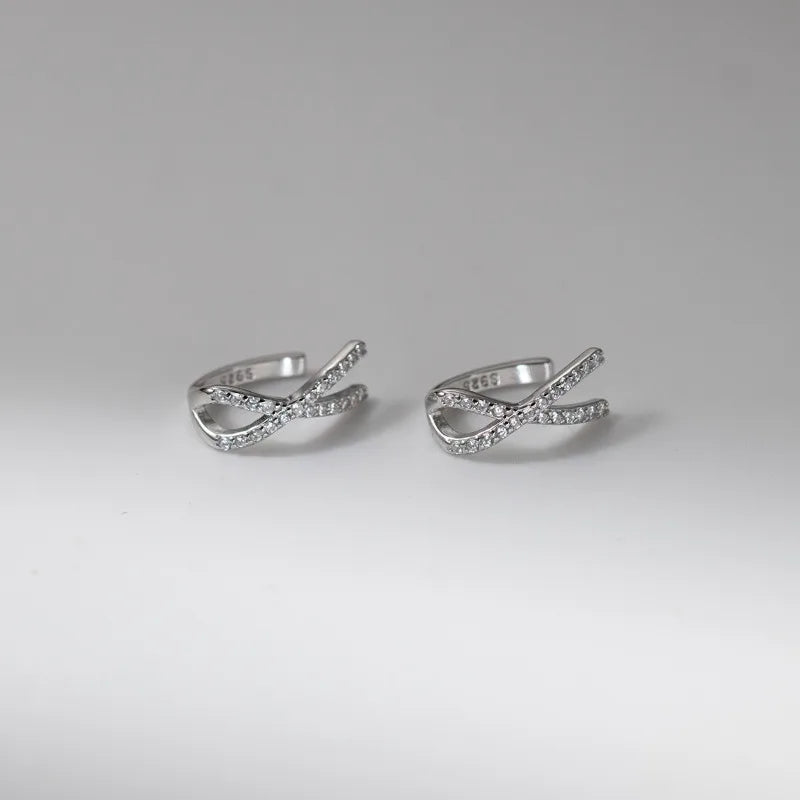 Exquisite and Minimalist Cross Zircon Clip Earrings for Women DS4968